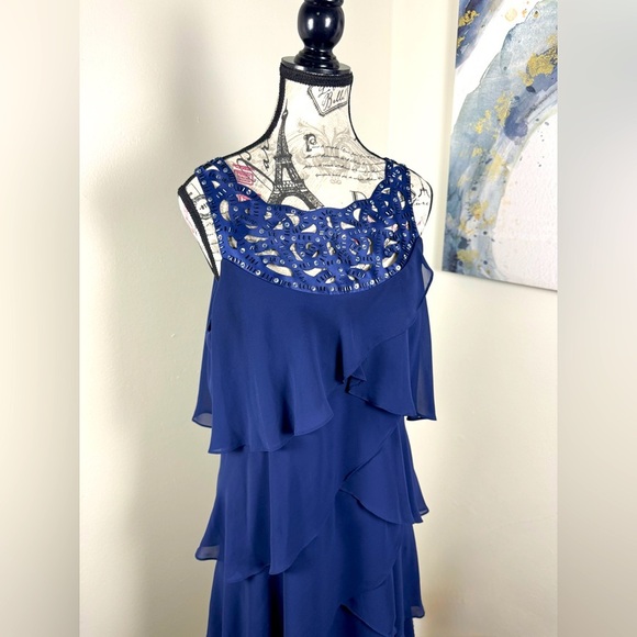 Rare Vintage JR Nites Dress -Navy Blue Ruffles, Size 14 - Excellent Condition - Picture 8 of 13